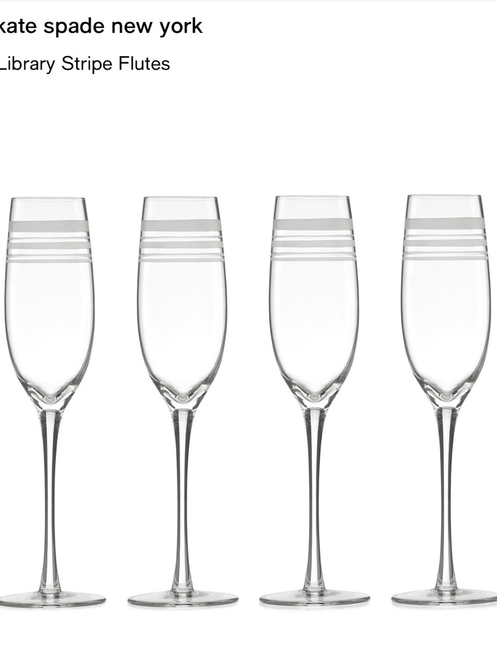 kate spade Clear Library Stripe Champagne Flutes (11 flutes)